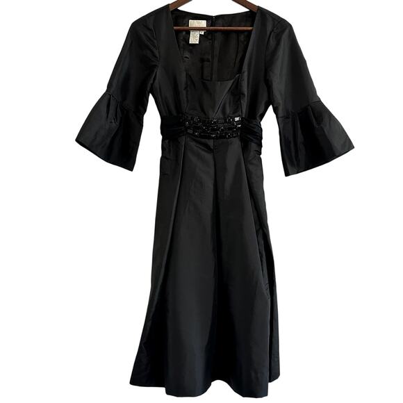 VTG DONNA MORGAN Silk Jeweled Dress Size 4 Elegant Formal Classic LBD 90s Luxe - Picture 1 of 10